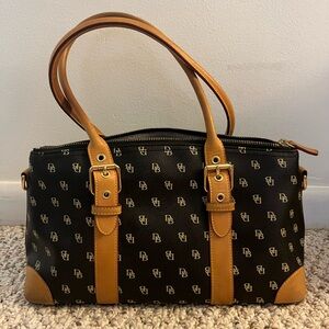 Dooney & Bourke Black and Brown Monogram Satchel